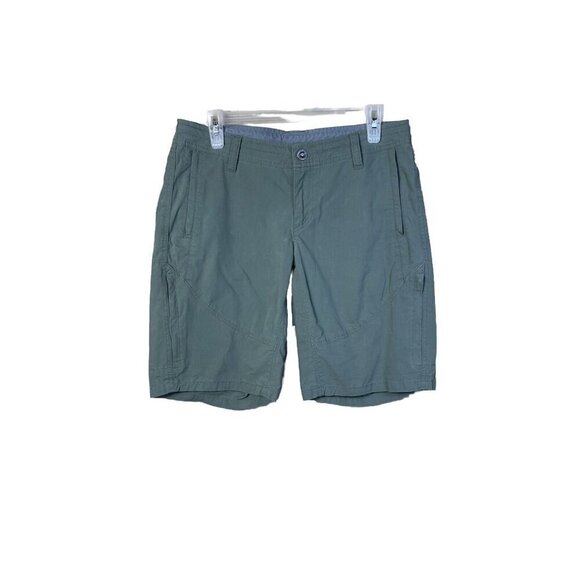 Kuhl Spire Twill Hiking Cargo Bermuda Shorts Green Zip Pockets Womens Sz 8 #6285 - Picture 1 of 11